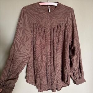 Free People Brown Floral and Animal
Print Top